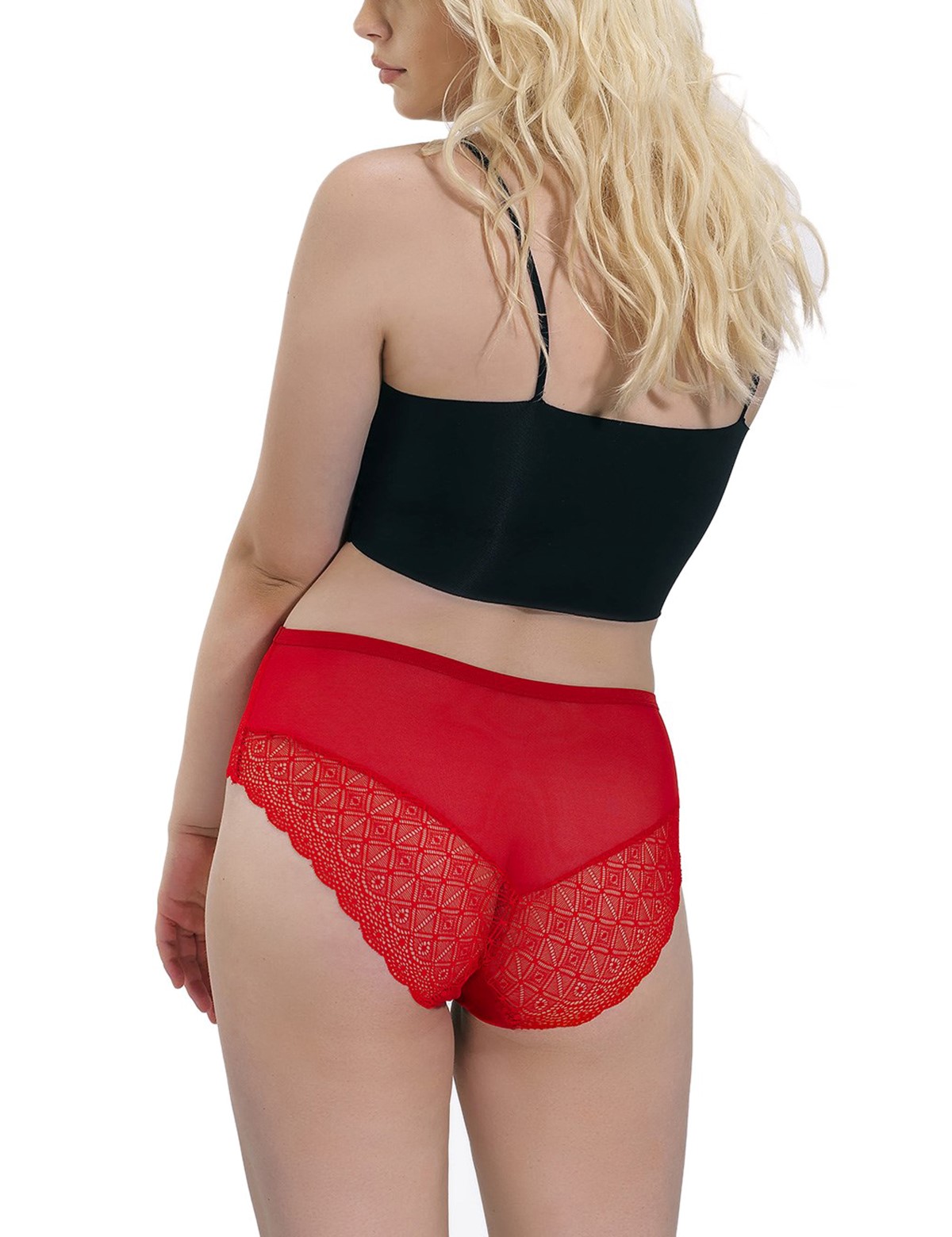 Cottonhill κόκκινο δαντελωτό εσώρουχο Plus Size CH4491